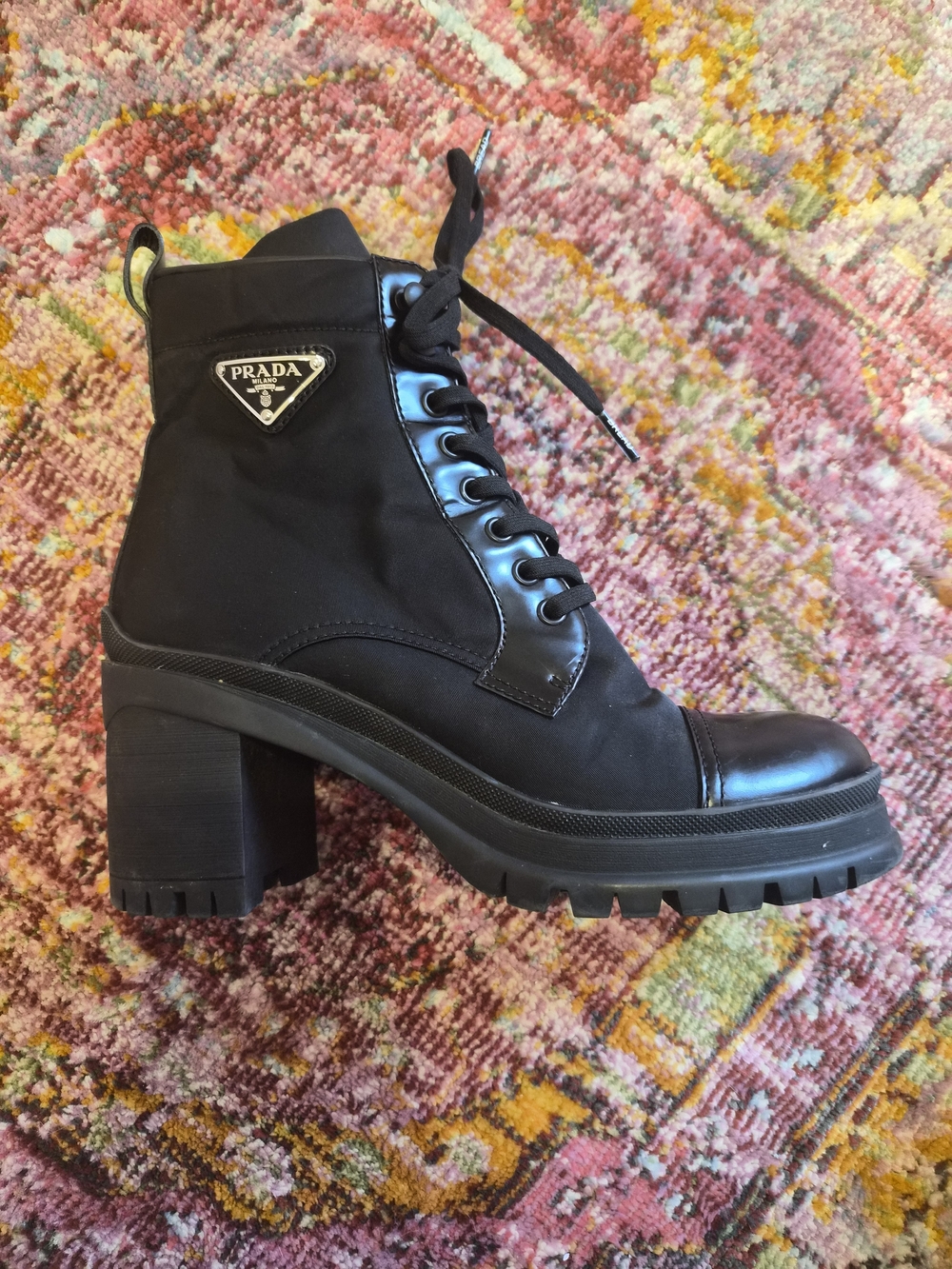 Prada Heeled Combat Boot
